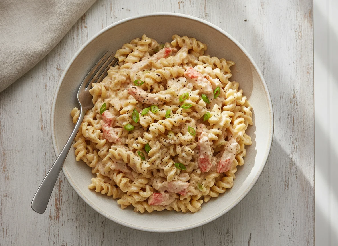 Creamy Noodles with Imitation Crab photo