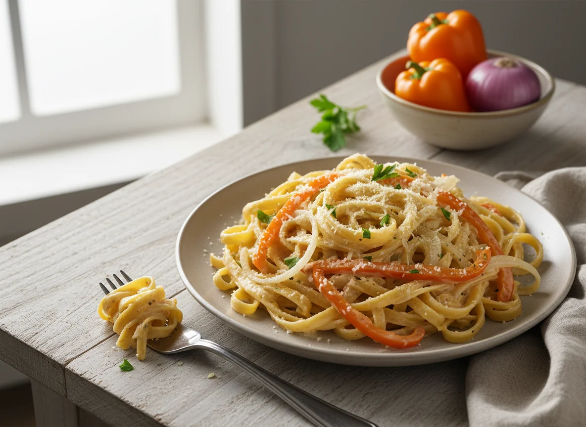 Creamy Pasta with Bell Peppers photo