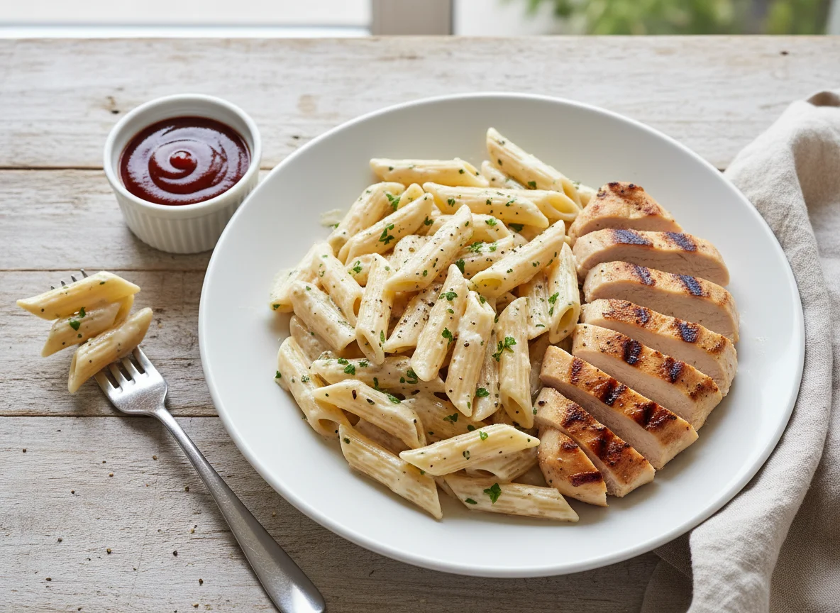Creamy Pasta with Chicken and Dipping Sauce photo