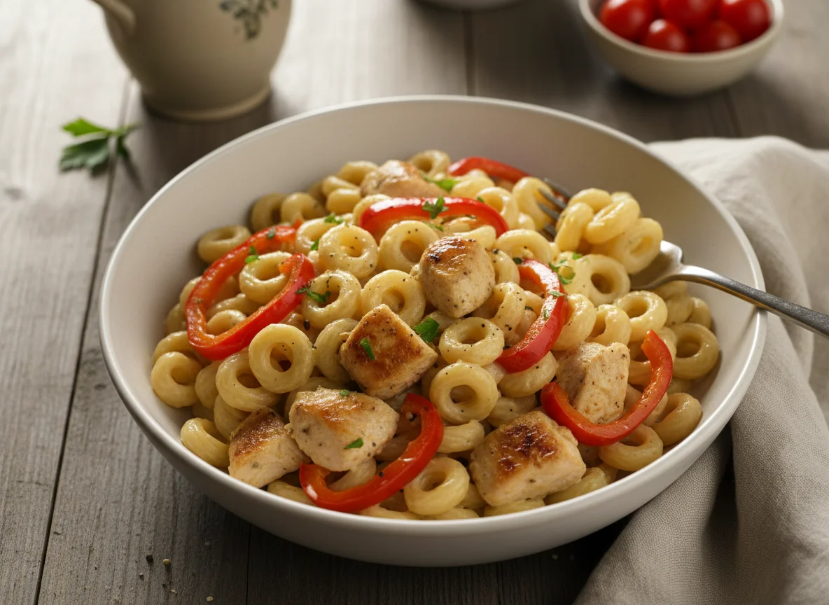 Creamy Pasta with Chicken and Red Pepper photo