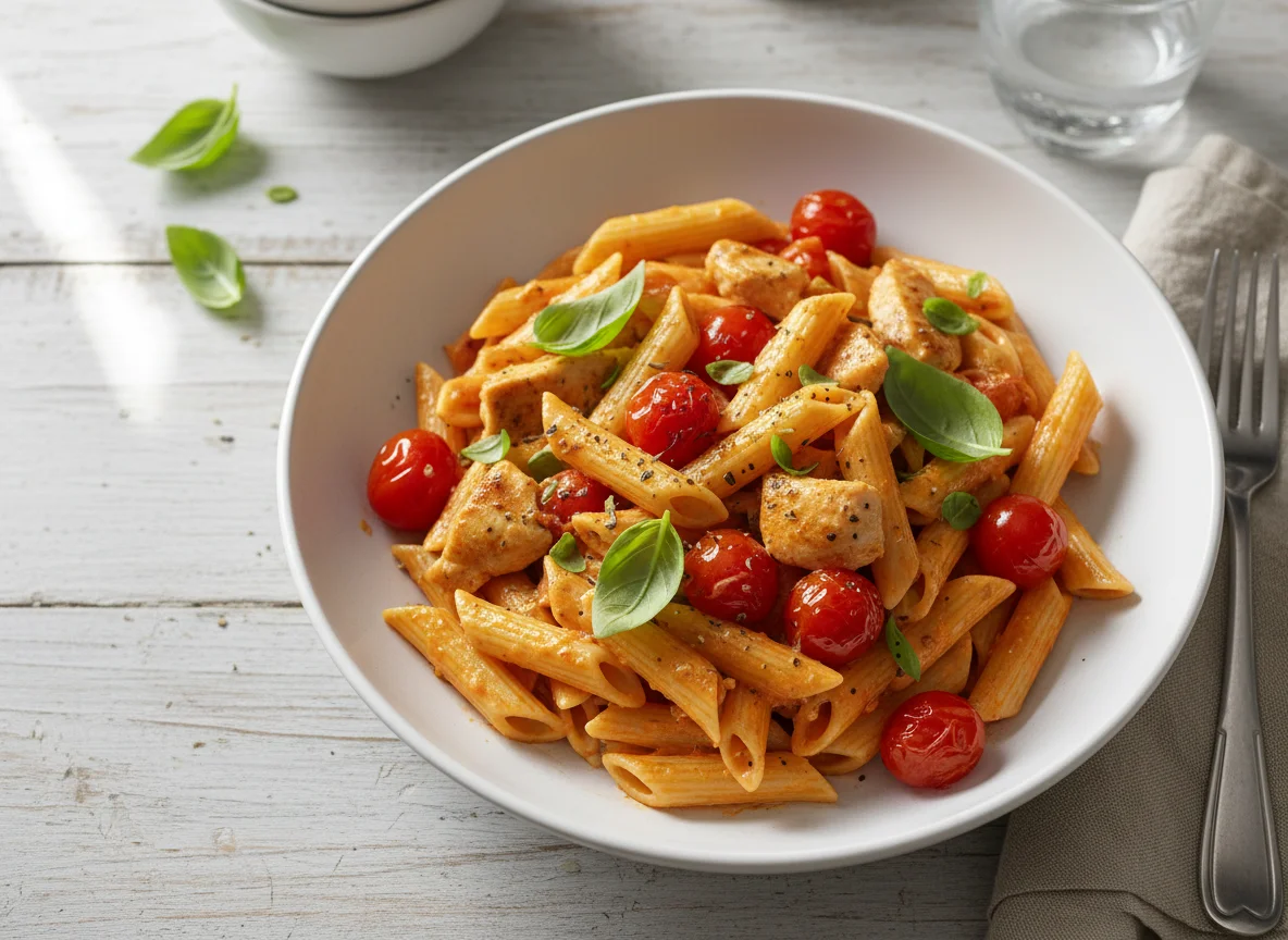 Creamy Pasta with Chicken and Tomato photo