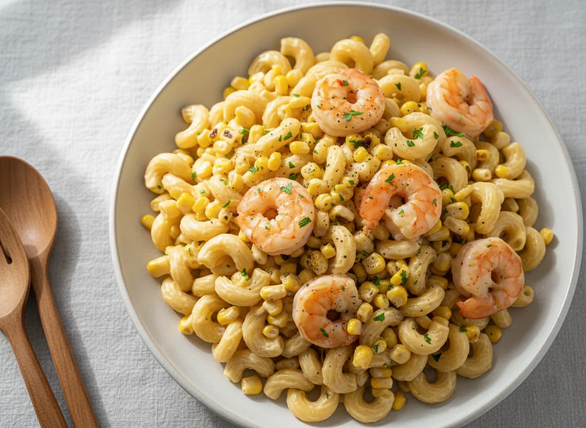 Creamy Pasta with Corn and Shrimp photo