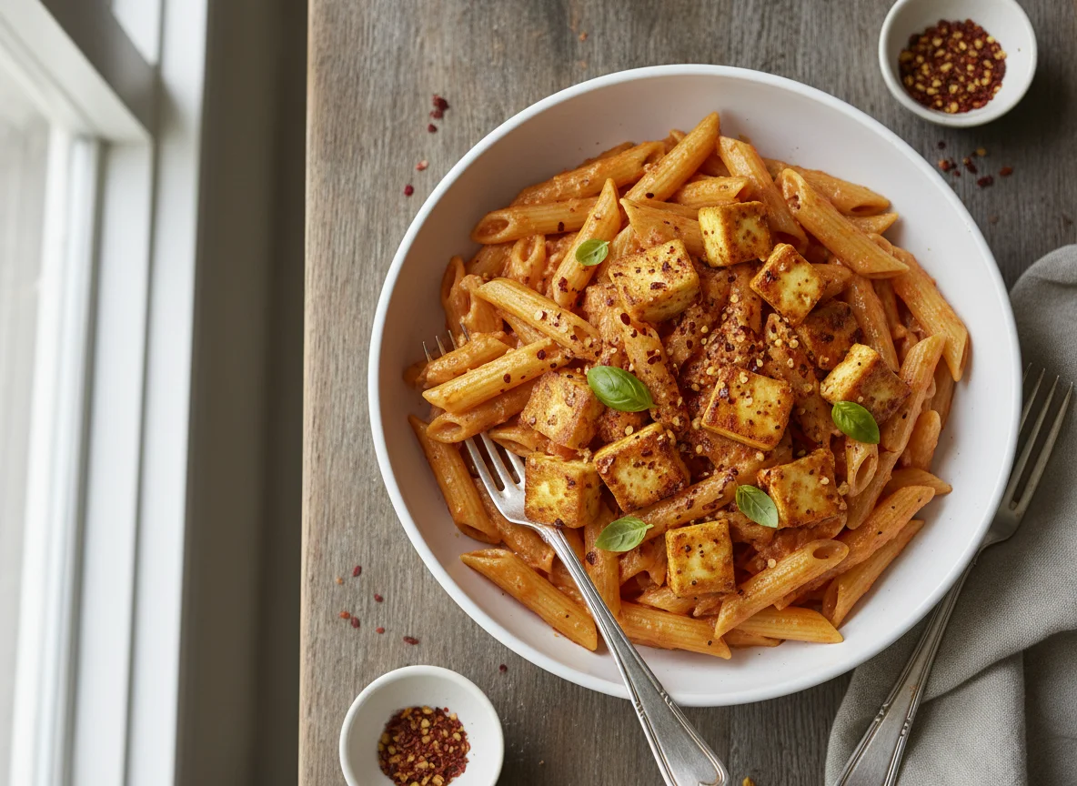 Creamy Penne Pasta with Paneer photo