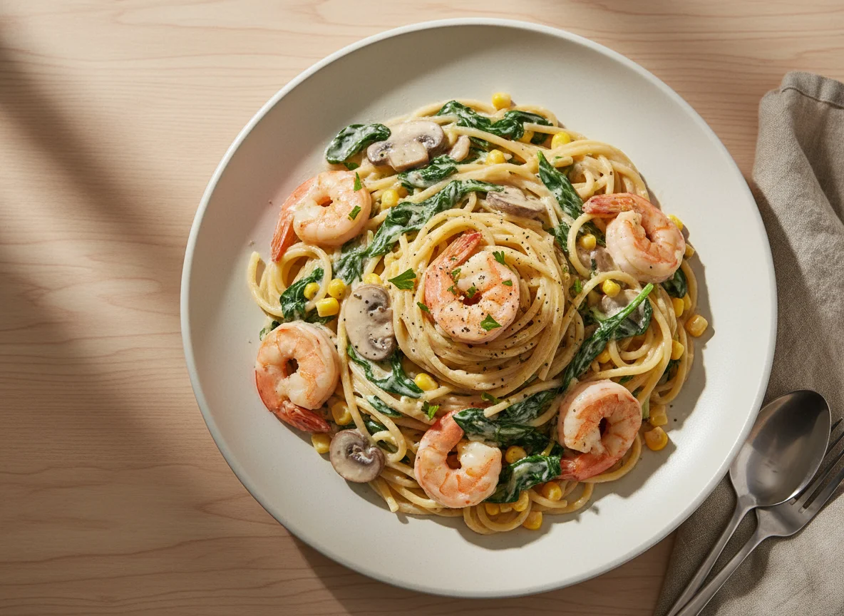 Creamy Prawn and Spinach Pasta photo