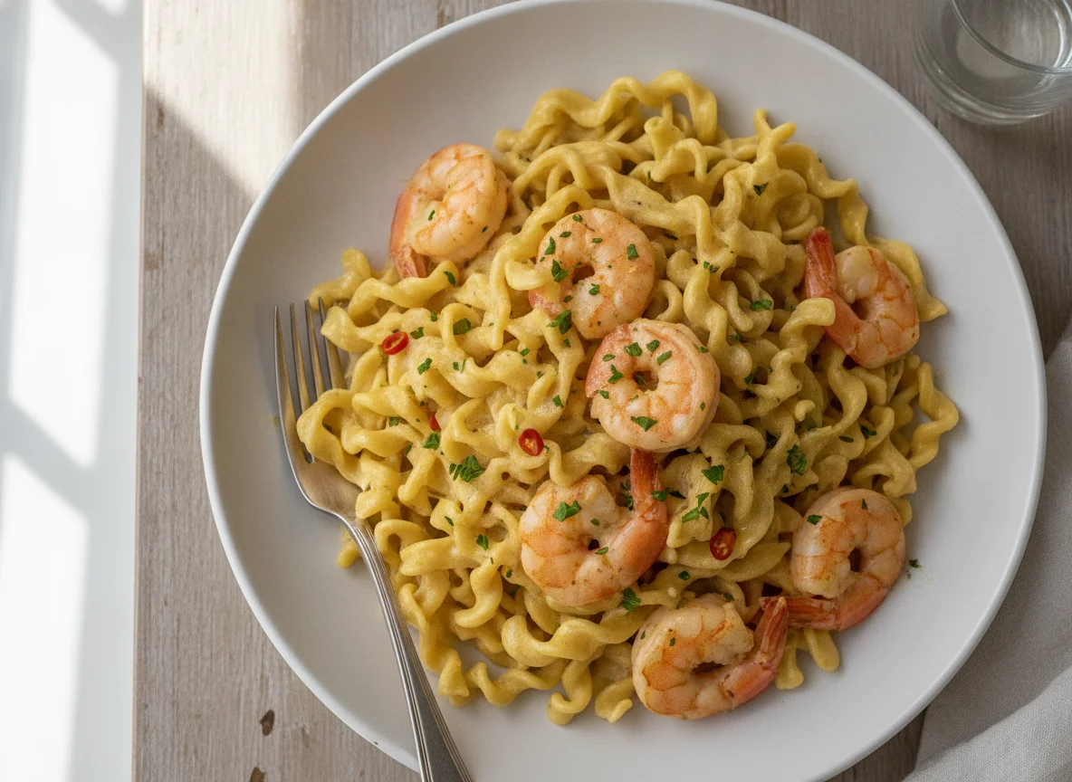 Creamy Shrimp Egg Noodles photo