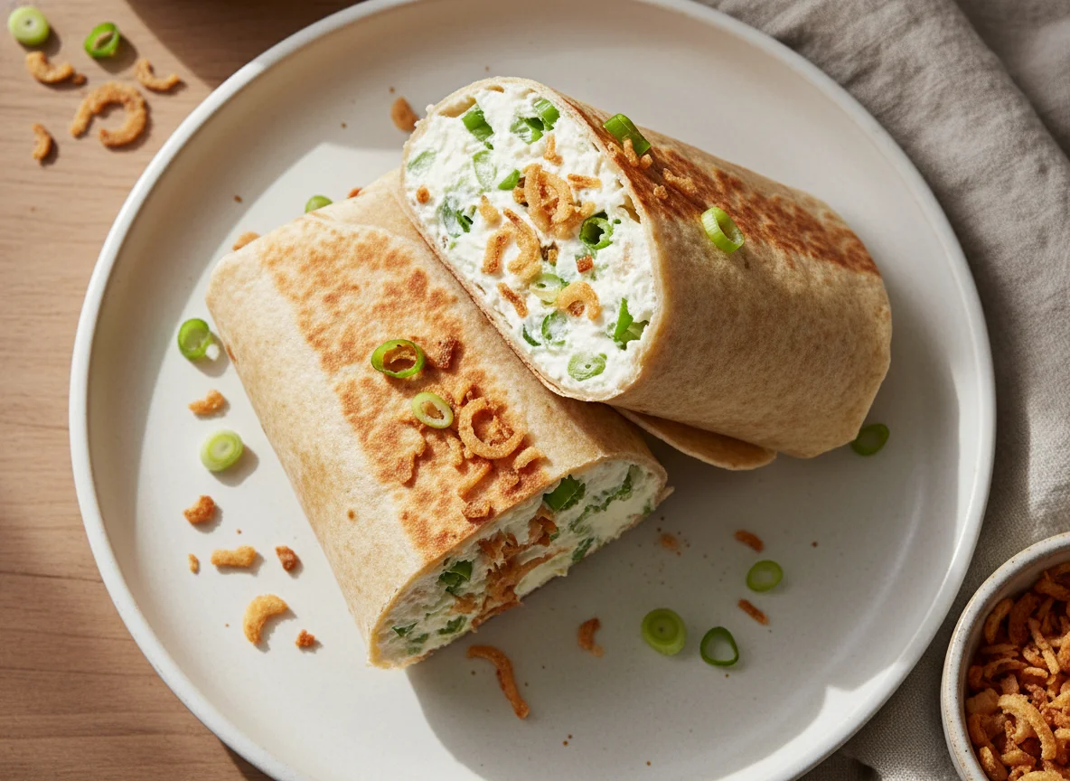 Creamy Spring Onion and Crispy Onion Wrap photo