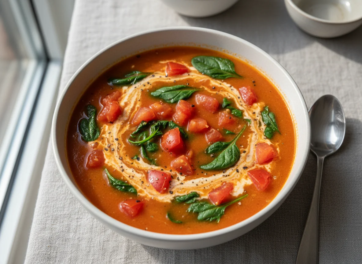 Creamy Tomato and Spinach Soup photo