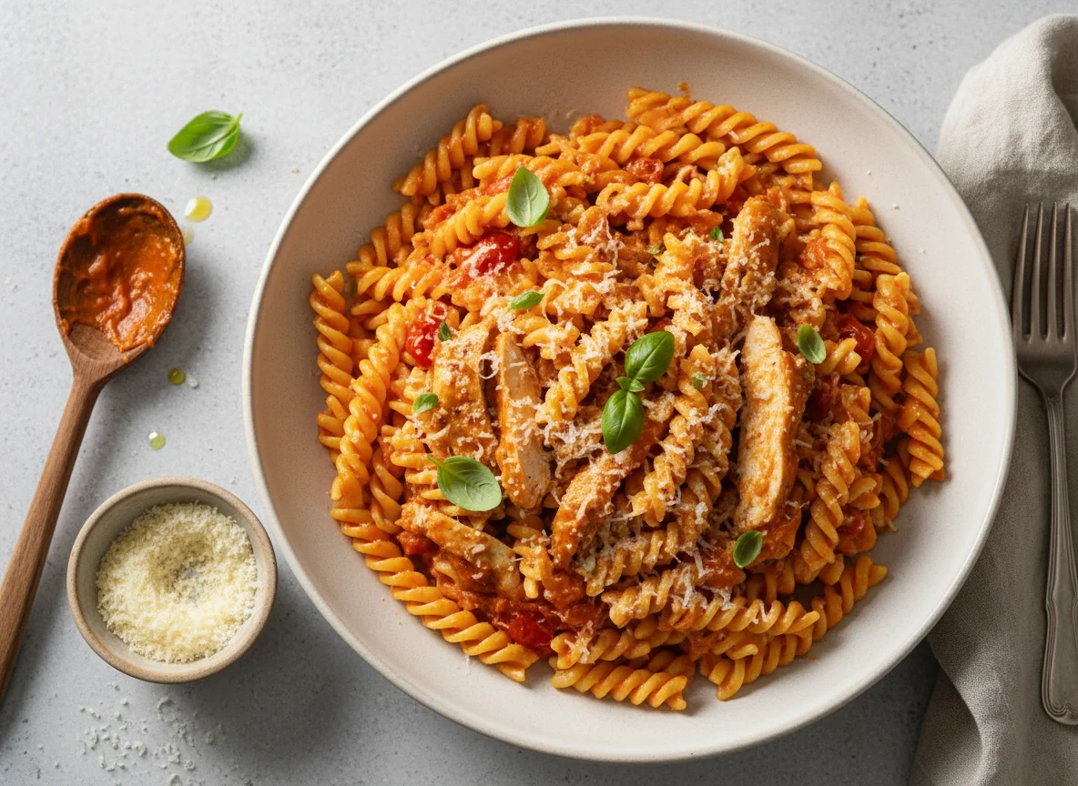 Creamy Tomato Pasta with Chicken and Cheese photo