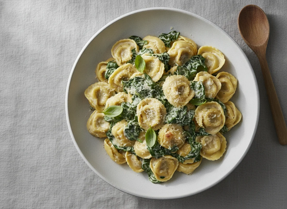 Creamy Tortellini with Spinach photo