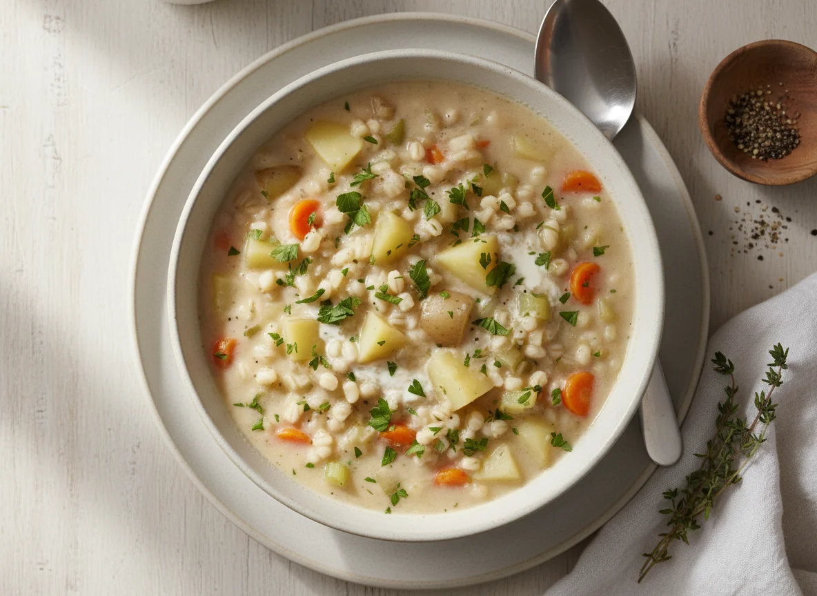 Creamy Vegetable and Barley Soup photo