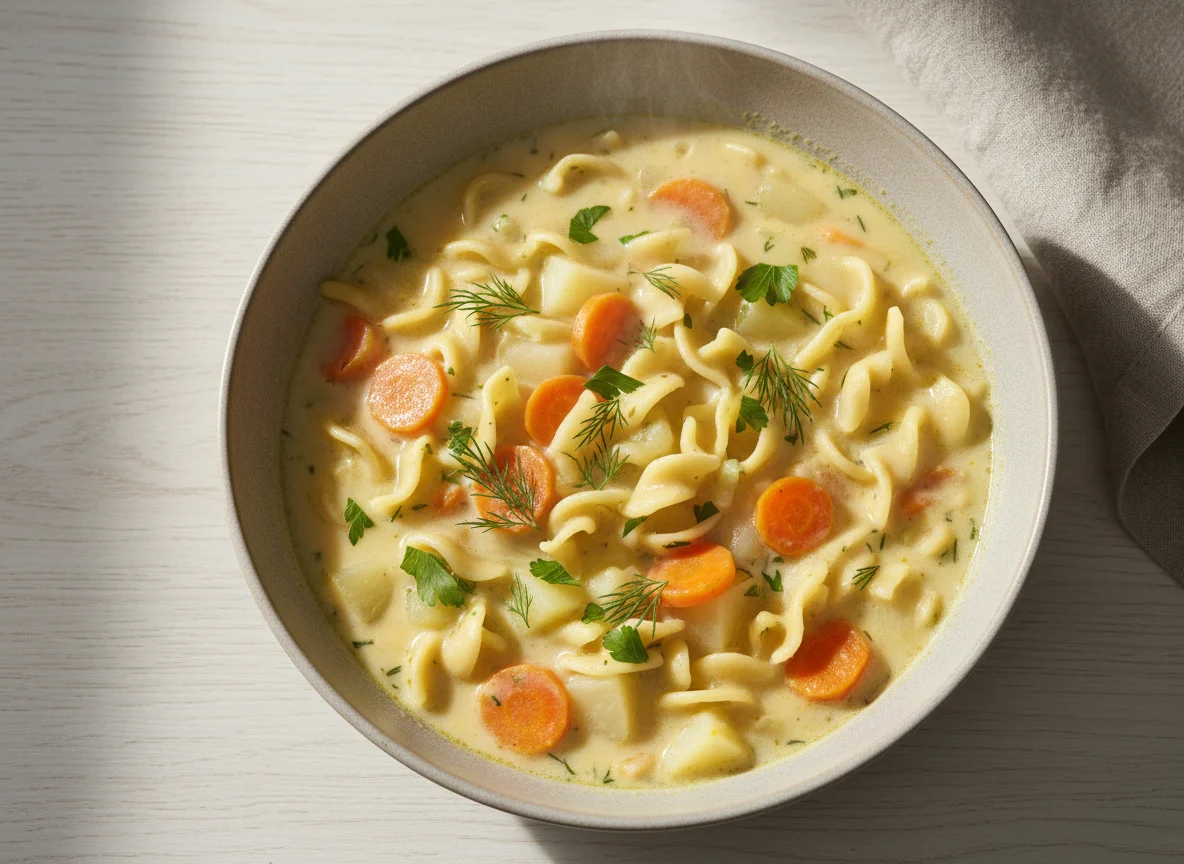 Creamy Vegetable Noodle Soup photo