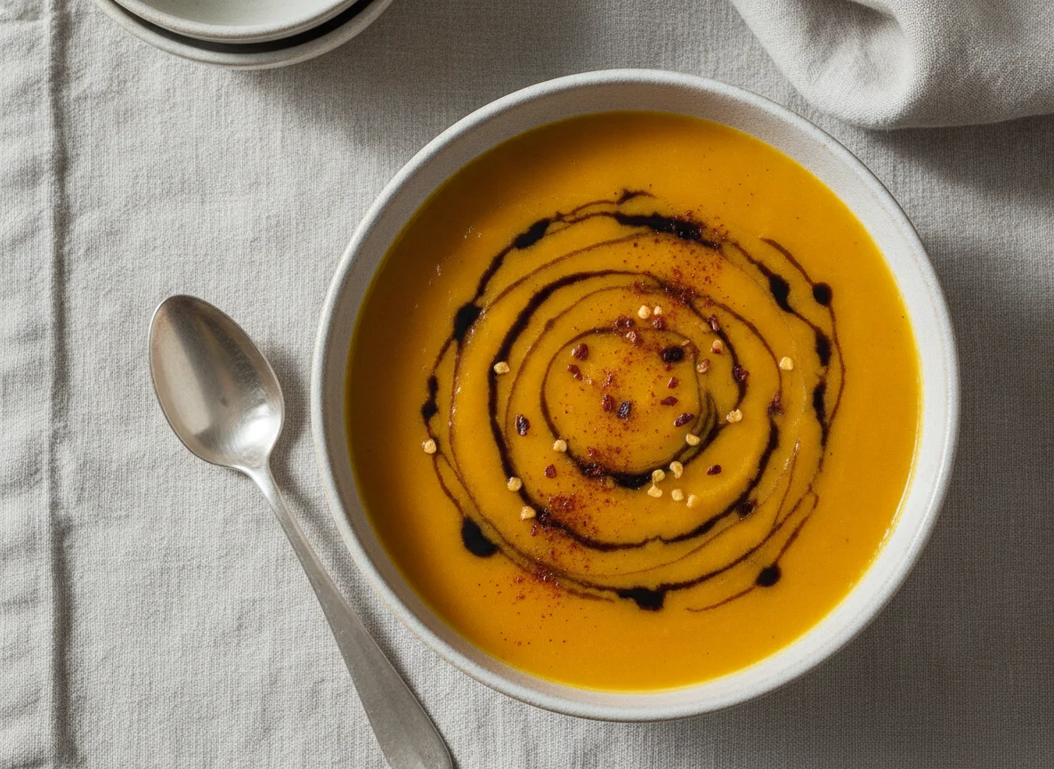 Creamy Vegetable Soup with Balsamic Glaze photo