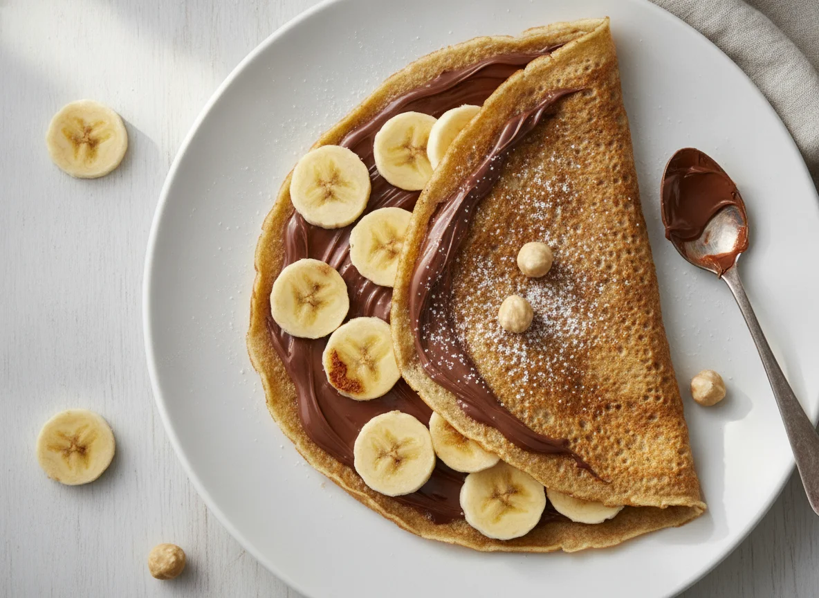 Crepe with Chocolate Spread and Banana photo