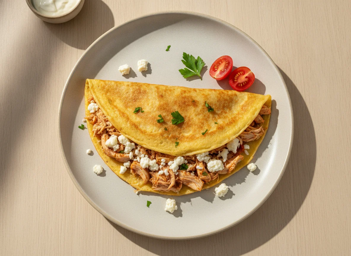 Crepioca with Pulled Chicken and White Cheese photo