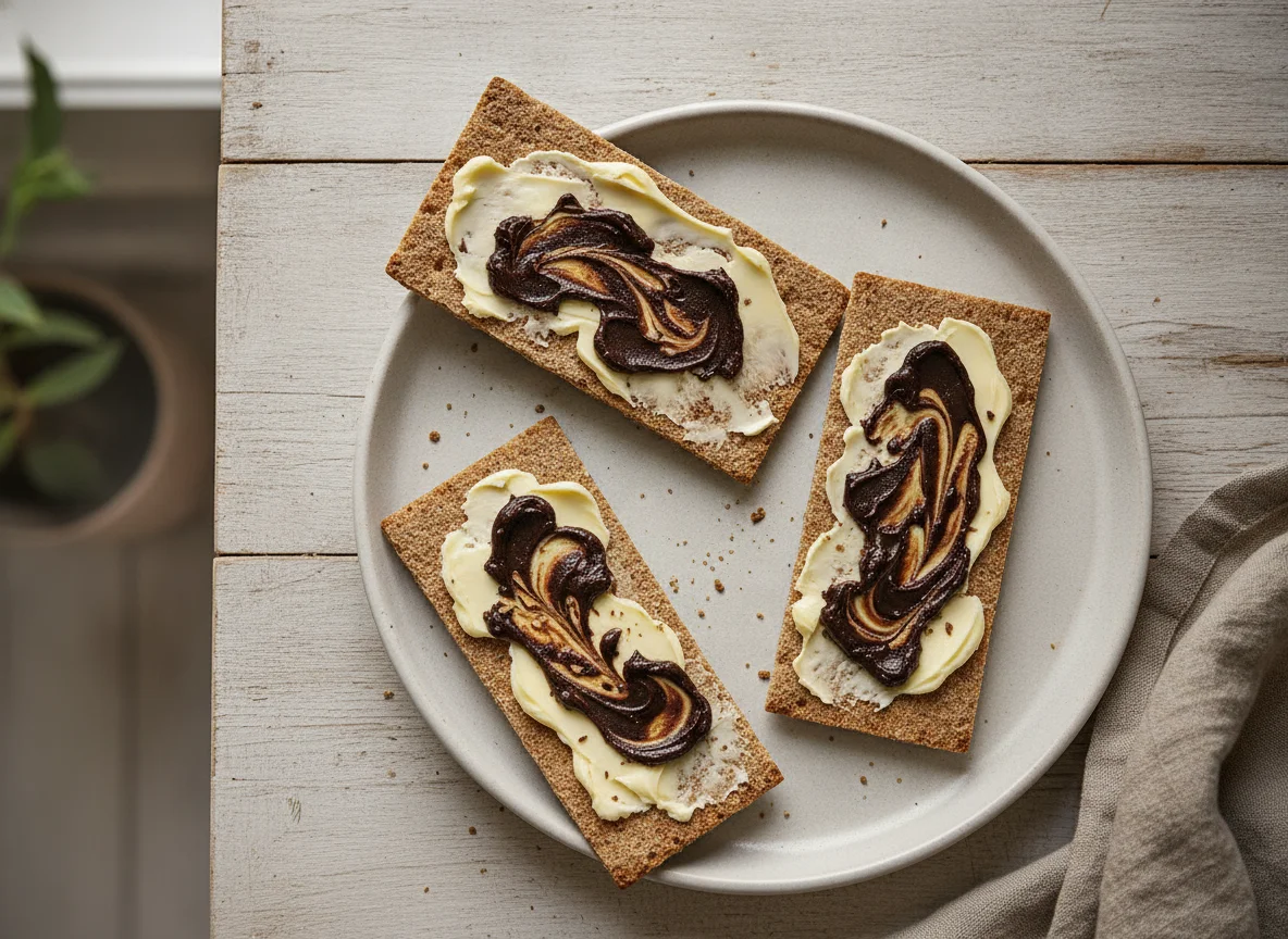 Crispbread with butter and yeast extract photo