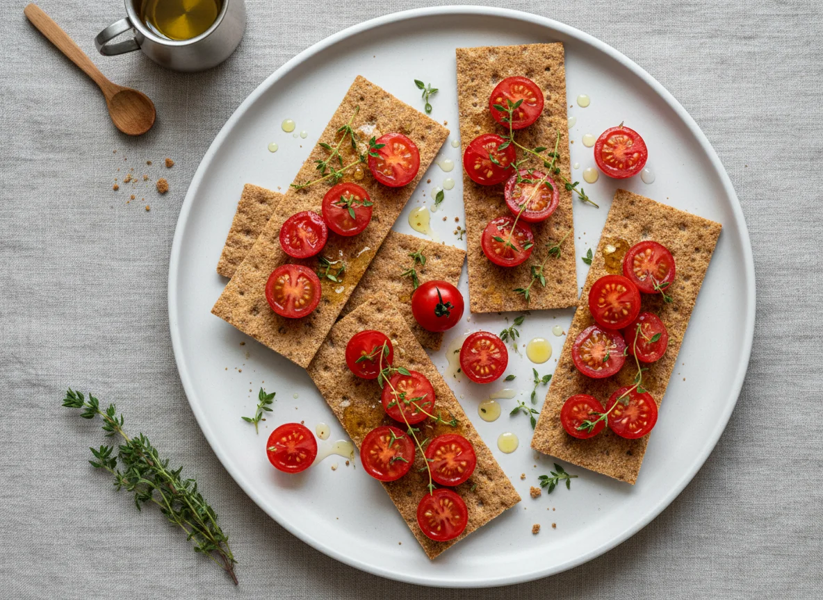 Crispbread with Cherry Tomatoes and Thyme photo