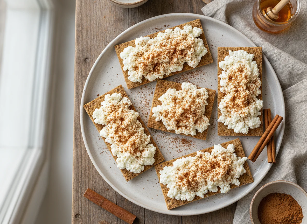 Crispbread with Cottage Cheese and Cinnamon photo