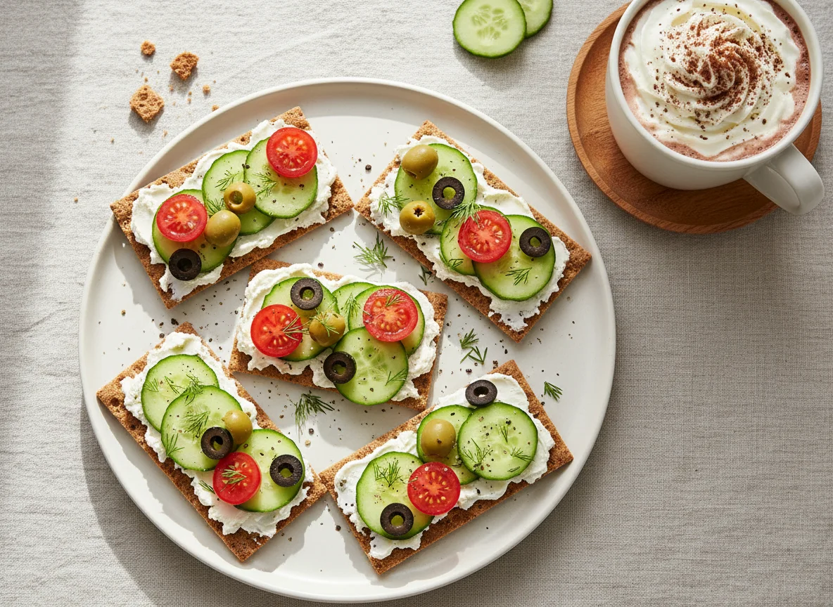 Crispbread with Cream Cheese and Vegetables photo
