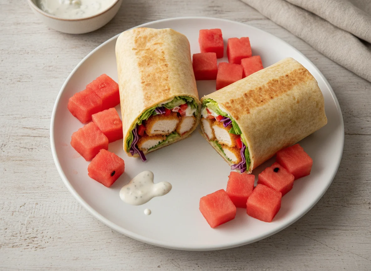 Crispy Chicken Wrap with Watermelon photo