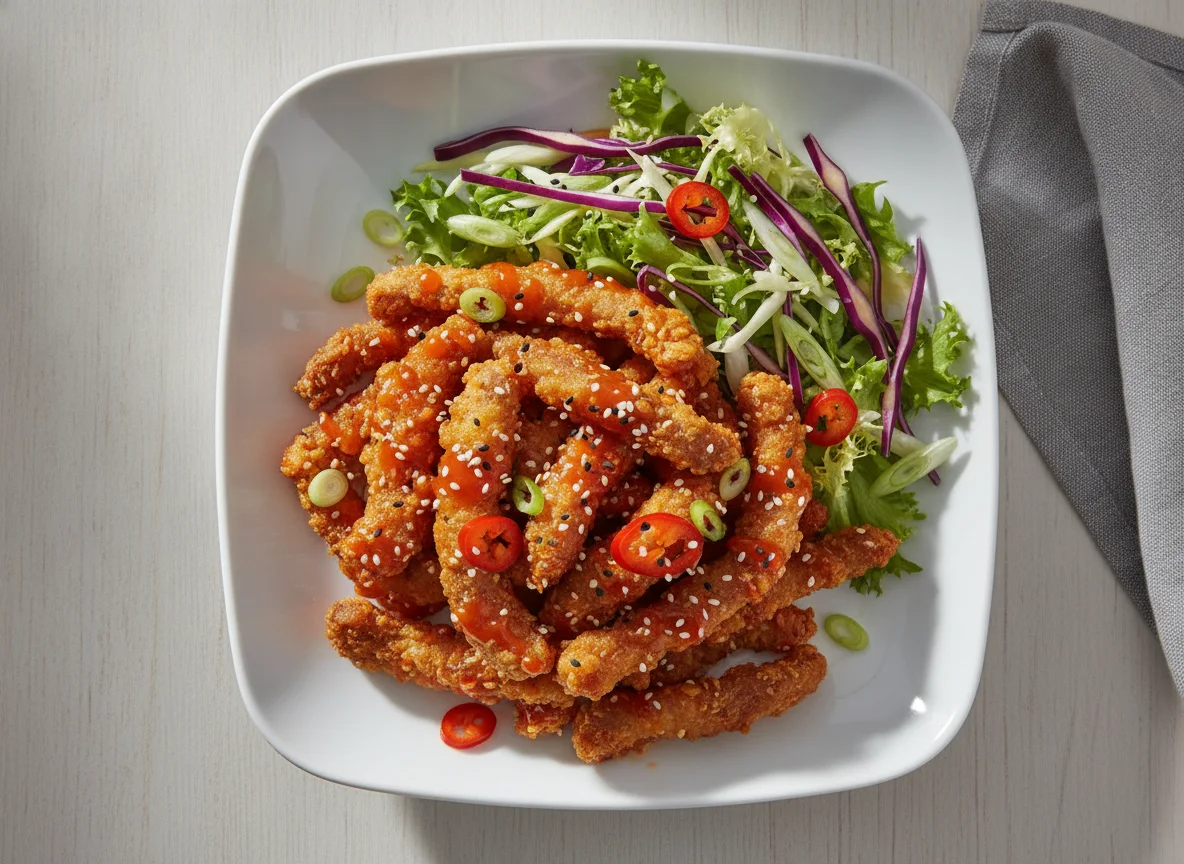 Crispy Chilli Beef with Salad photo