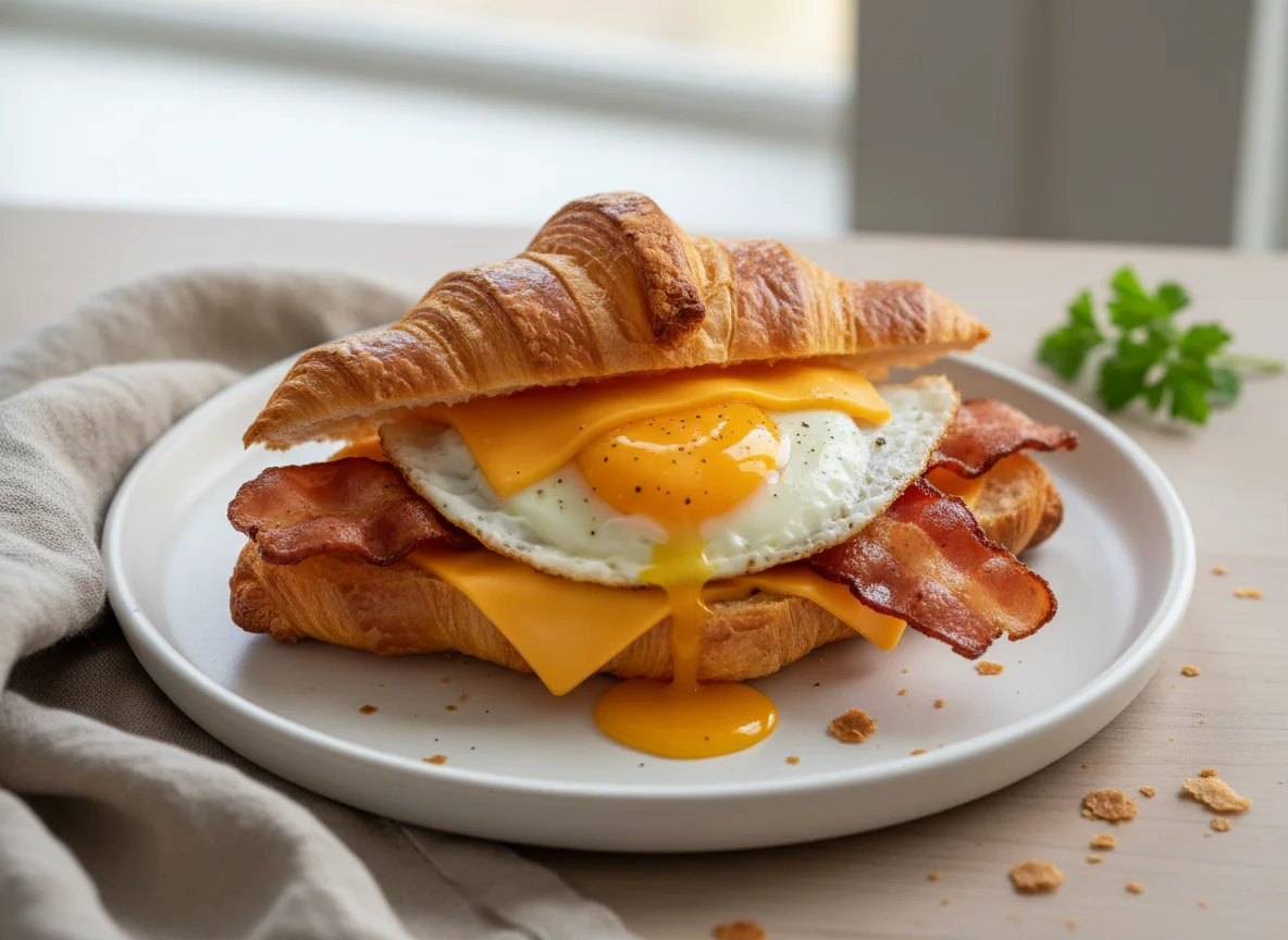 Croissant with Bacon, Egg, and Cheese photo