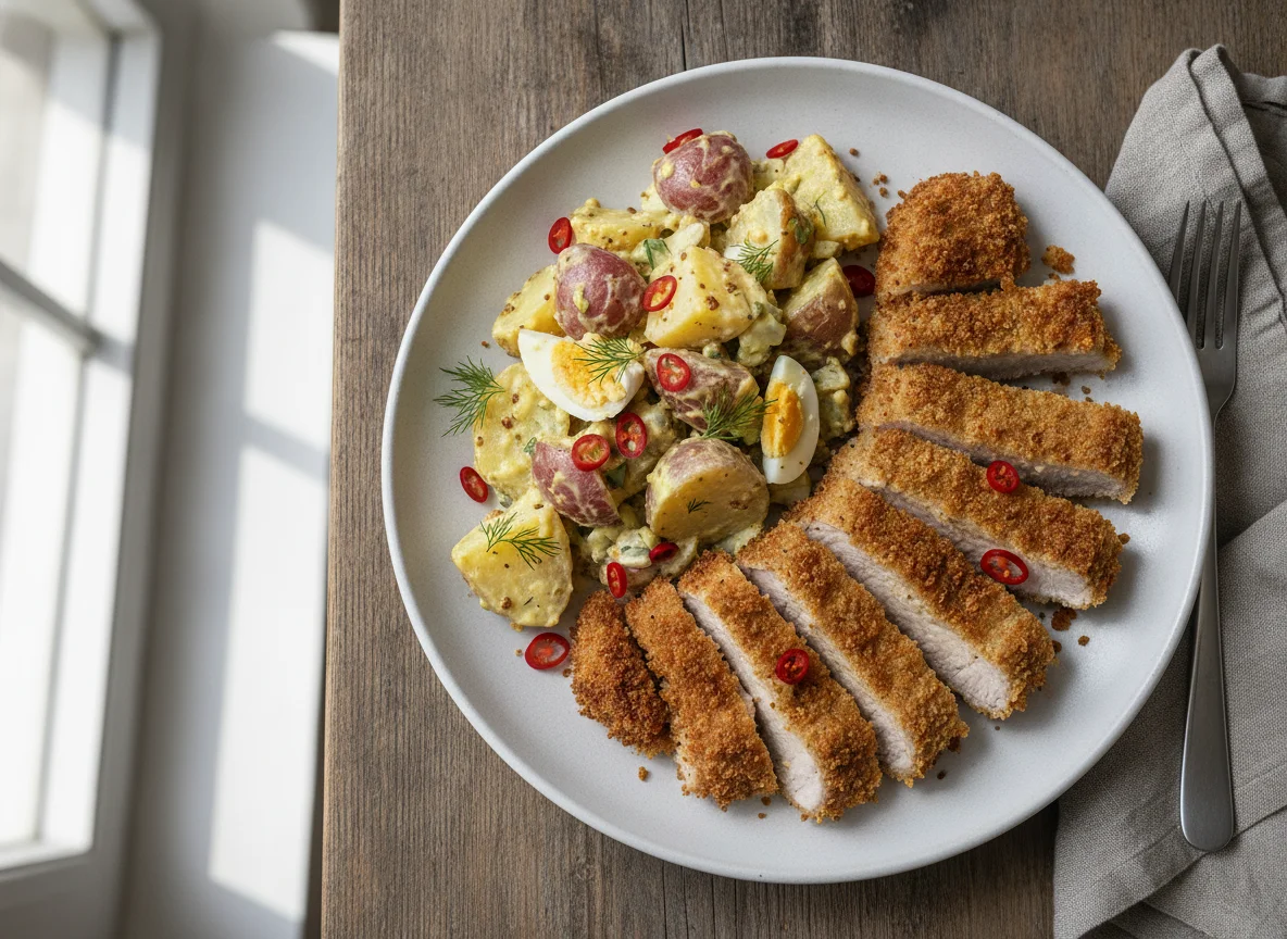 Crumbed Pork Loin with Potato Salad photo