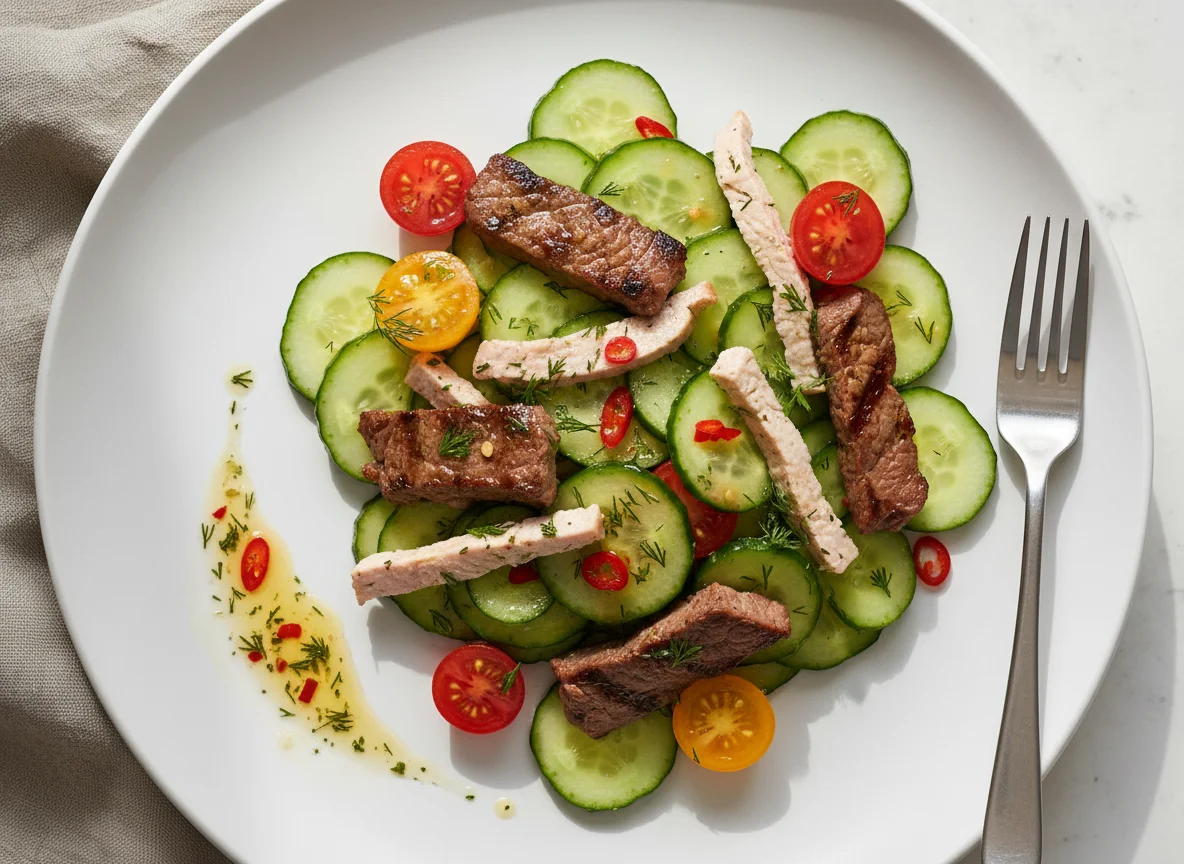 Cucumber and Meat Salad photo