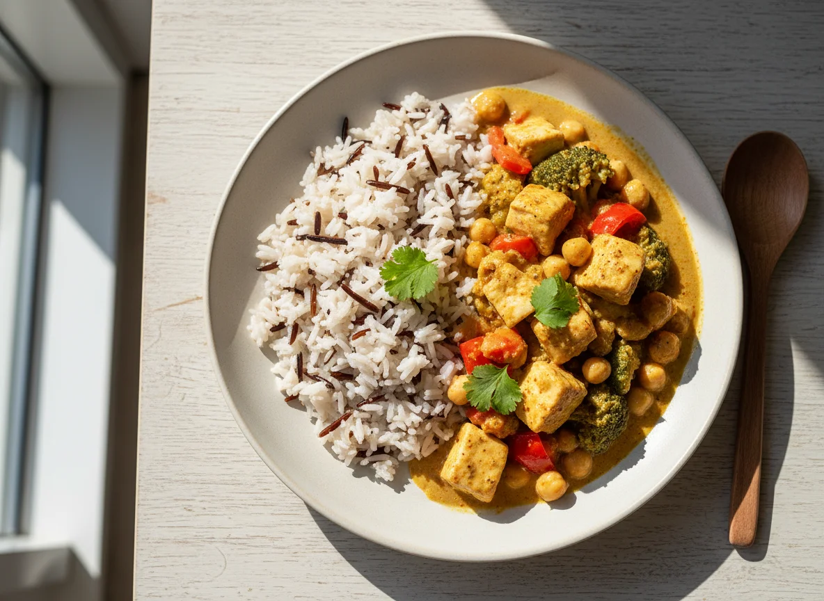 Curry with Mixed Rice and Vegetables photo