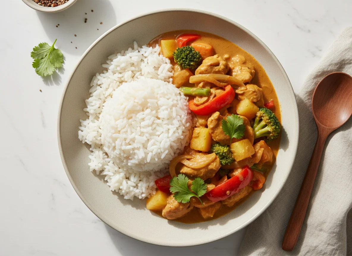 Curry with Rice and Vegetables photo