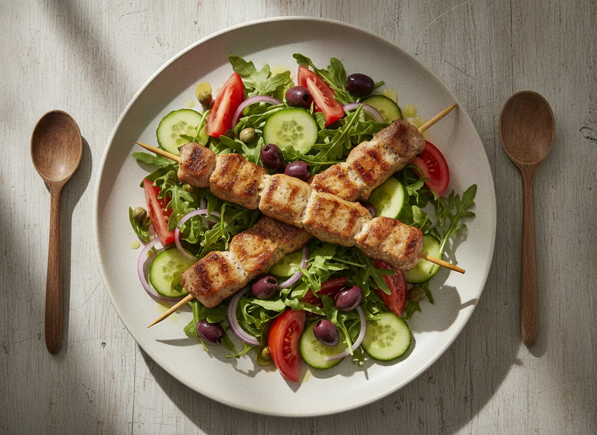 Cypriot Pork Souvlaki Salad photo