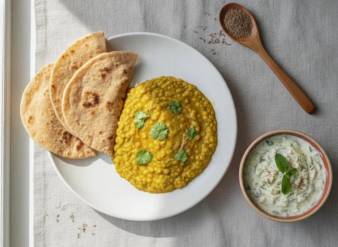 Dal and Roti with Raita photo