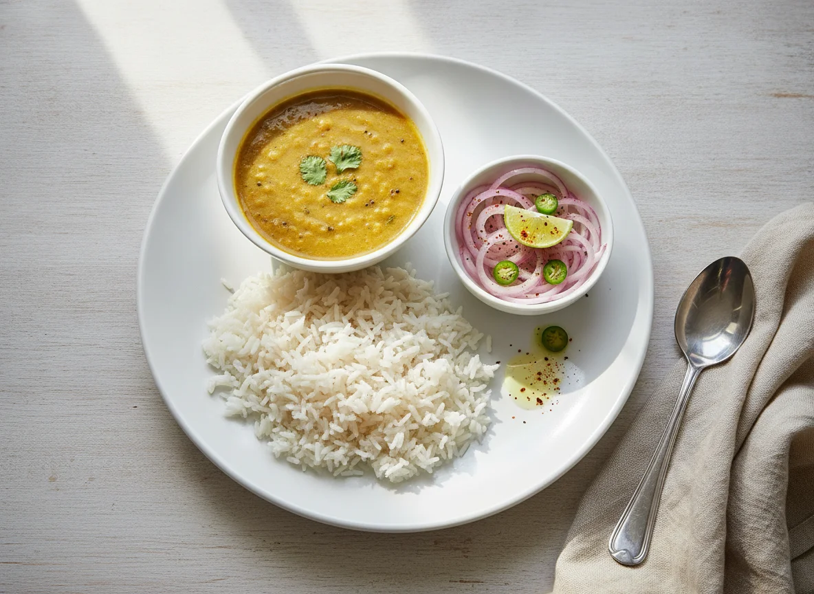 Dal Chawal with Onion Salad photo