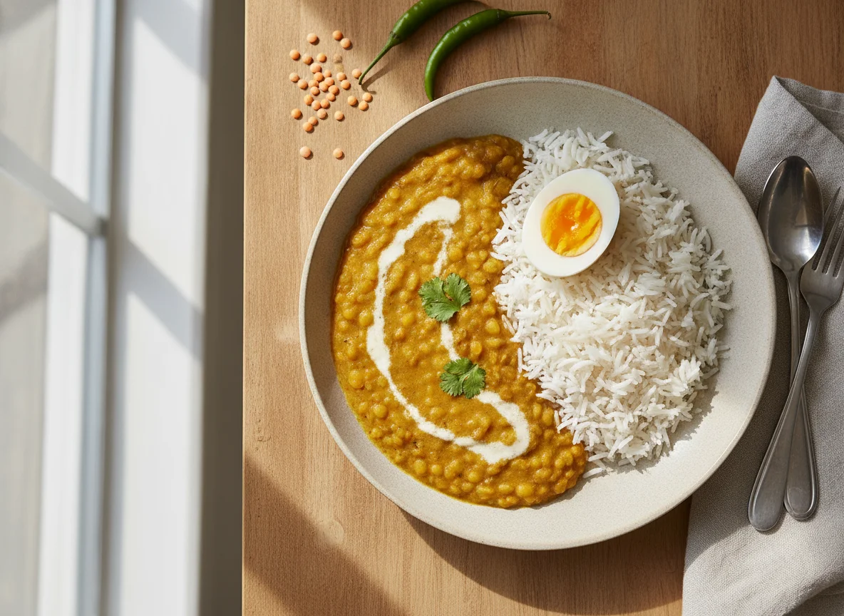 Dal Rice with Boiled Egg photo