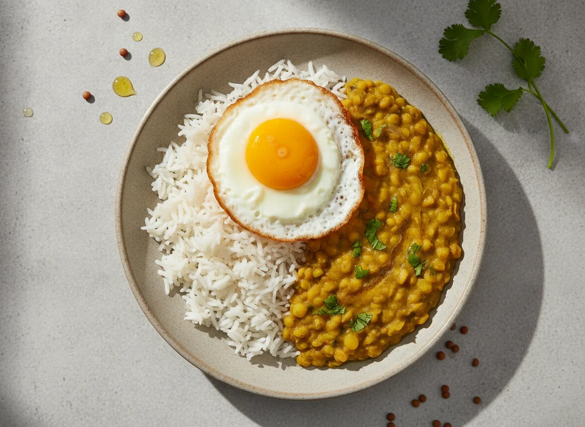 Dal Rice with Fried Egg photo
