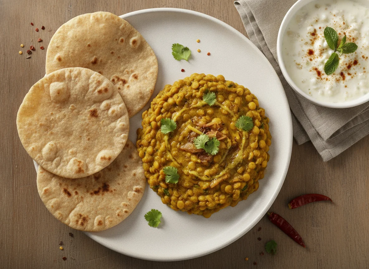 Dal Tadka with Roti and Raita photo