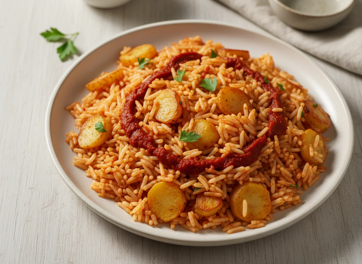 Dami Gojeh (Tomato Rice with Potatoes) photo