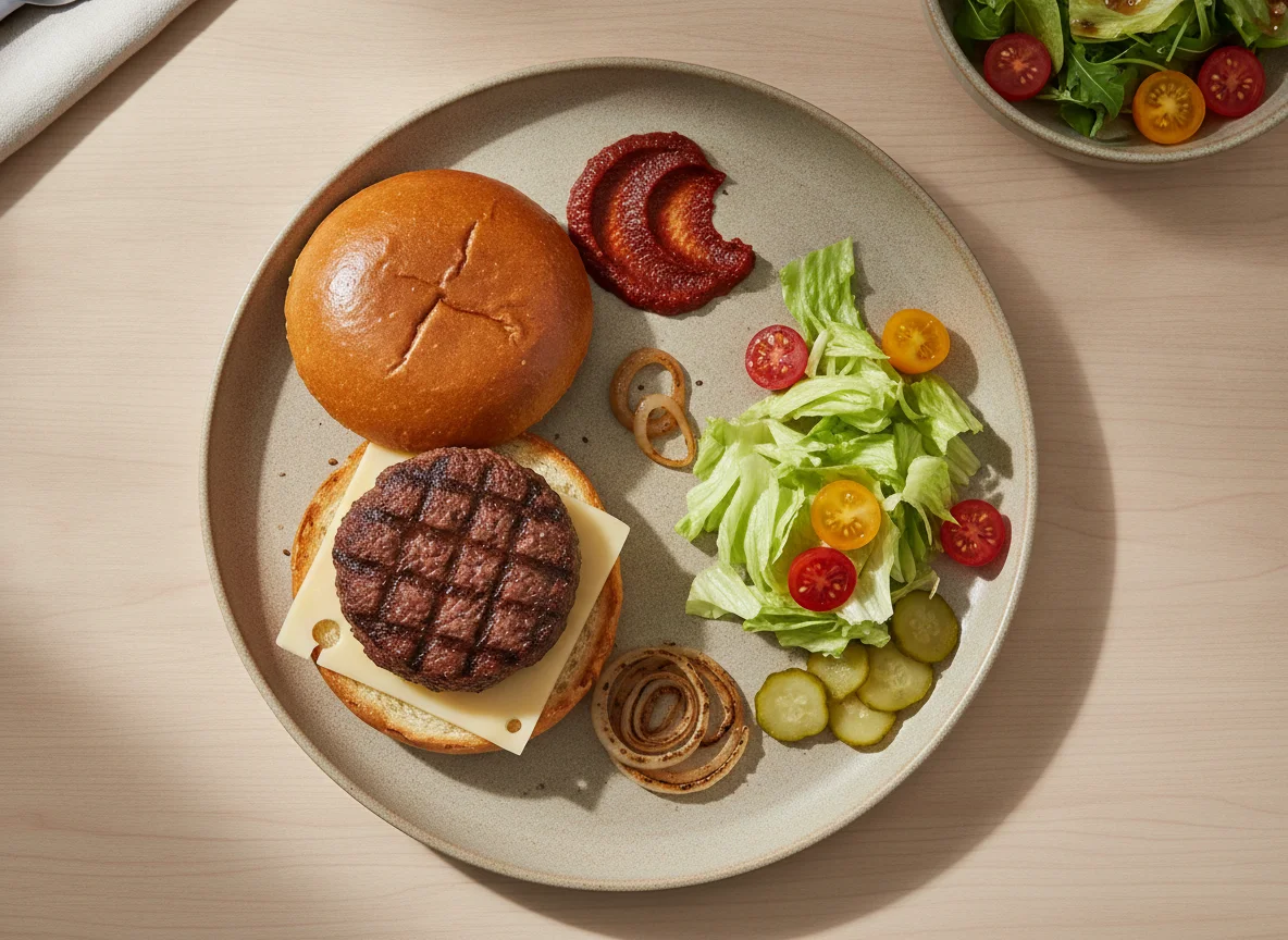 Deconstructed Cheeseburger with Side Salad photo