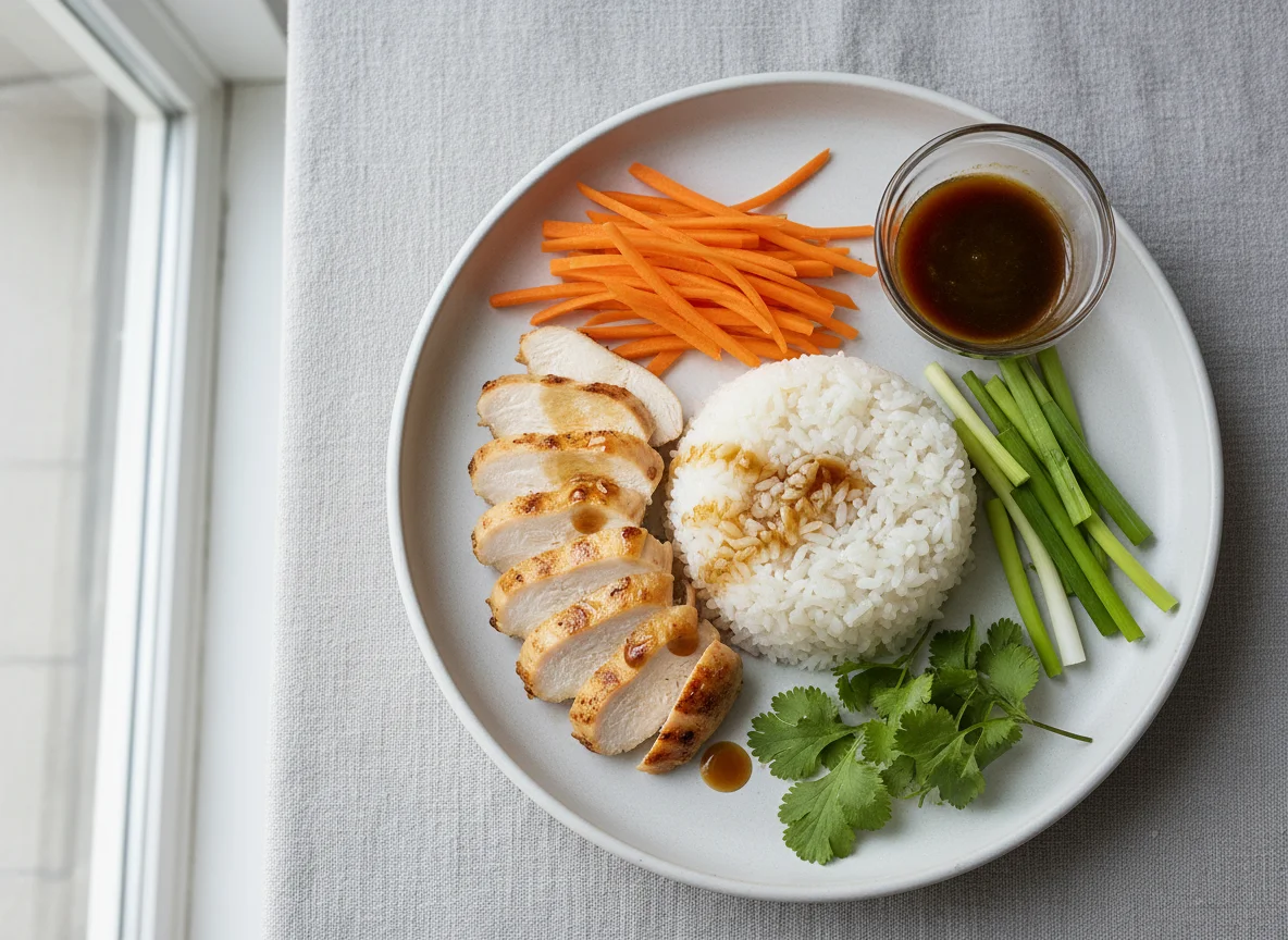 Deconstructed Sushi Rolls with Chicken and Vegetables photo