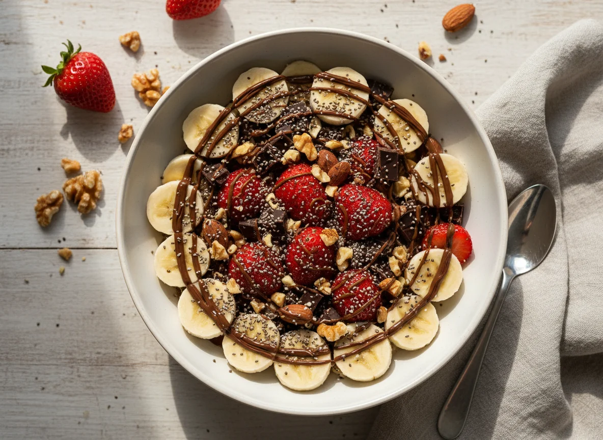 Dessert Bowl with Fruits and Nuts photo