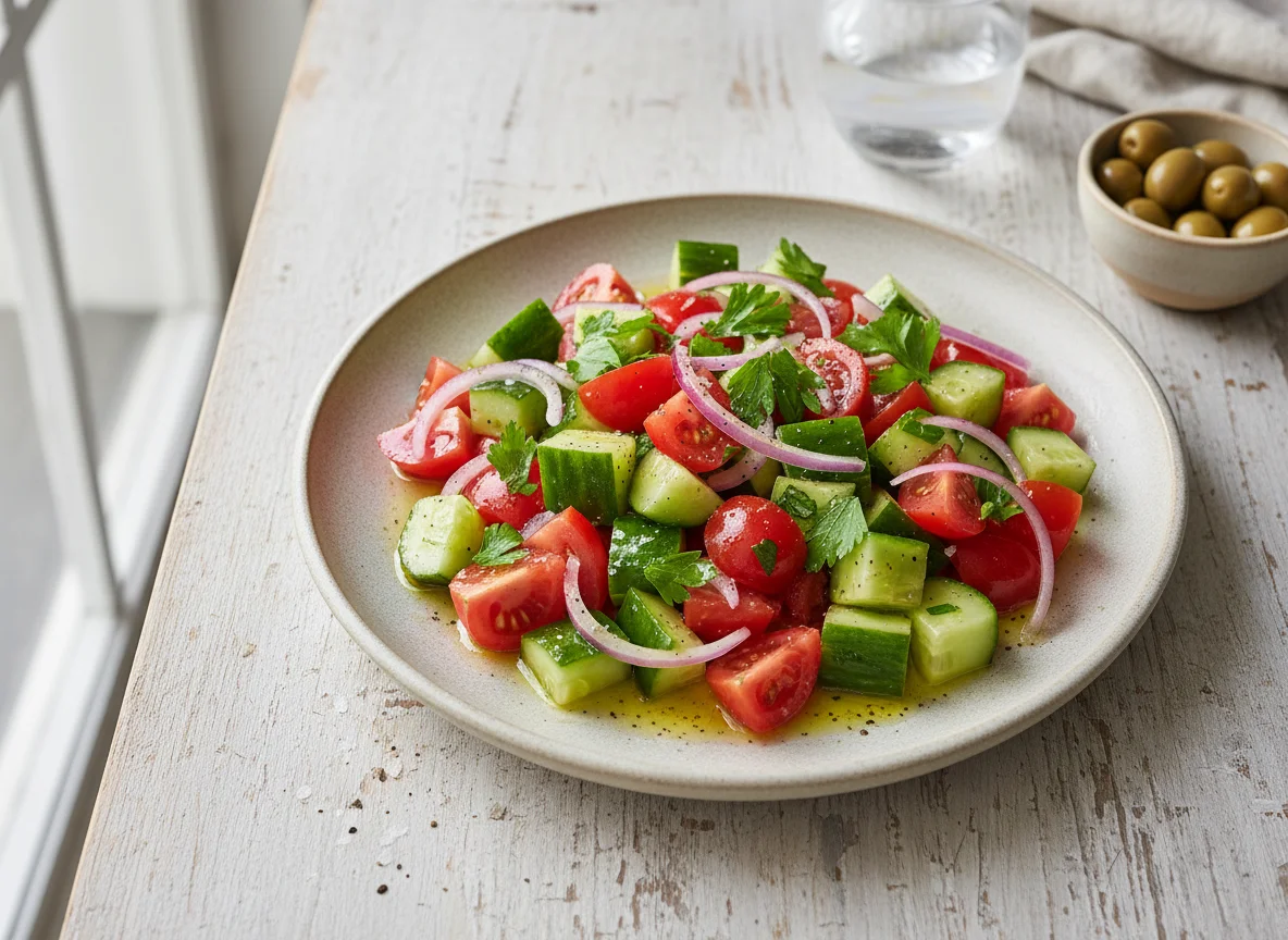 Diced Cucumber and Tomato Salad photo