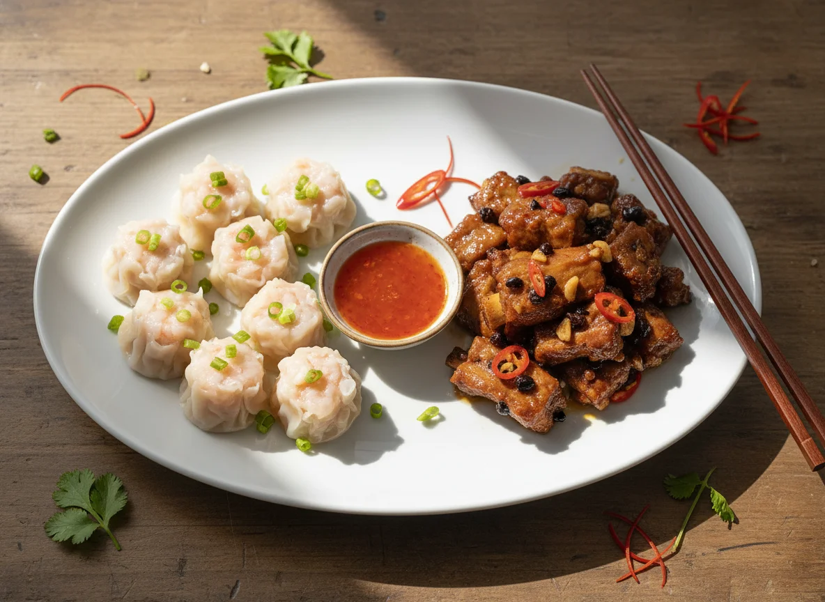 Dim Sum Platter (Har Gow and Steamed Pork Ribs) photo