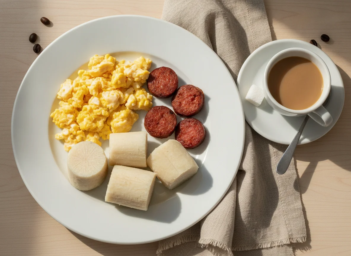 Dominican Breakfast with Coffee photo