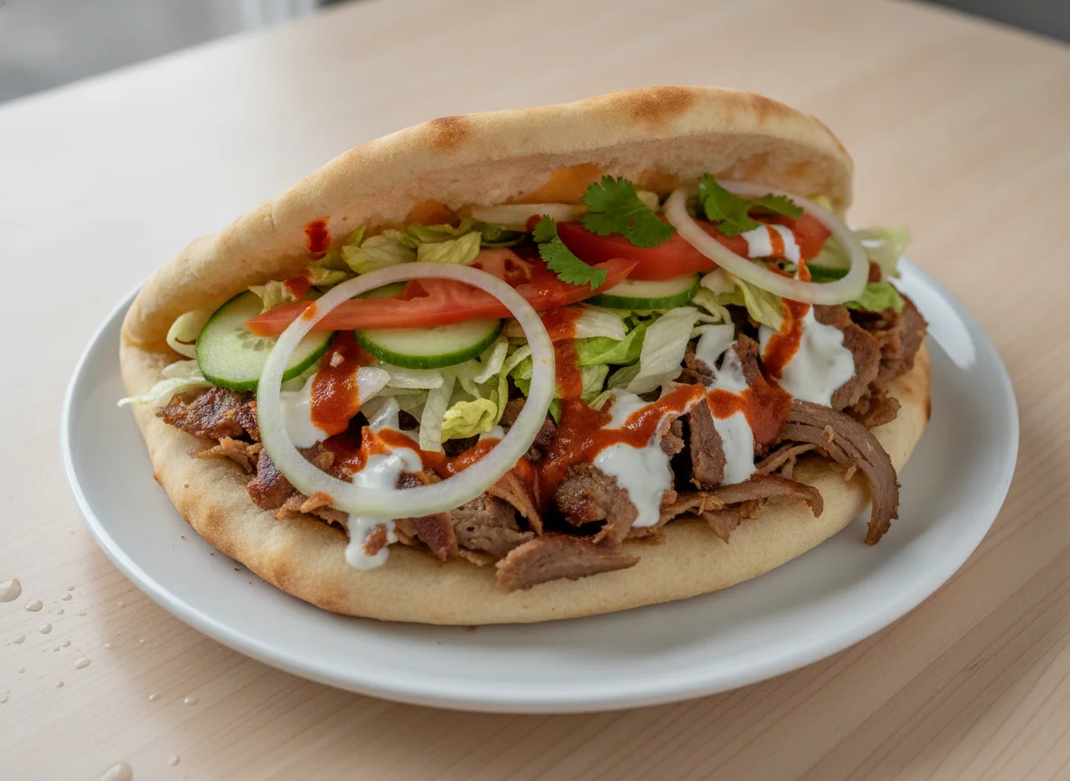 Doner Kebab in Naan Bread photo