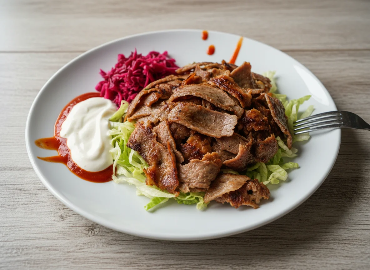 Doner Kebab Meat with Salad photo