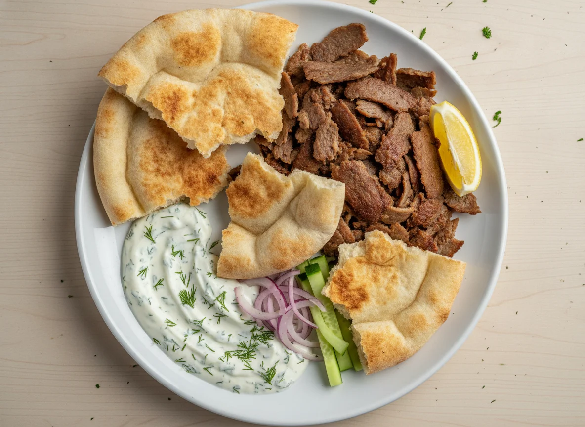 Doner Kebab with Pitta and Garlic Sauce photo