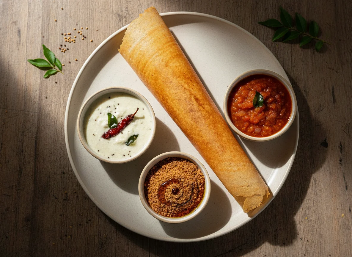 Dosa with Chutneys and Podi photo