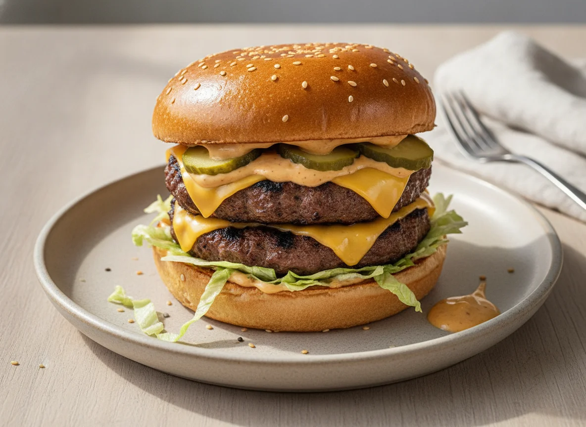 Double Beef Burger with Sesame Bun photo