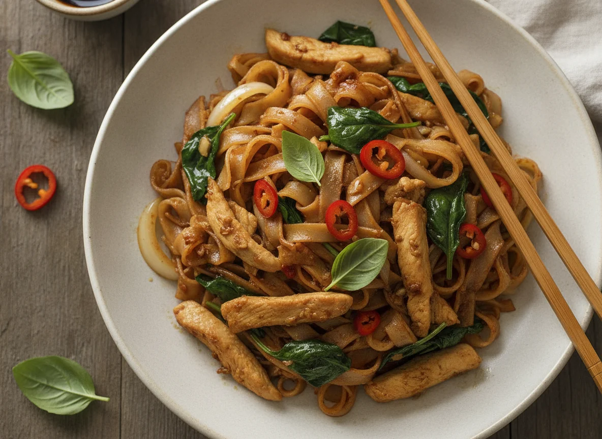 Drunken Noodles (Pad Kee Mao) with Chicken photo