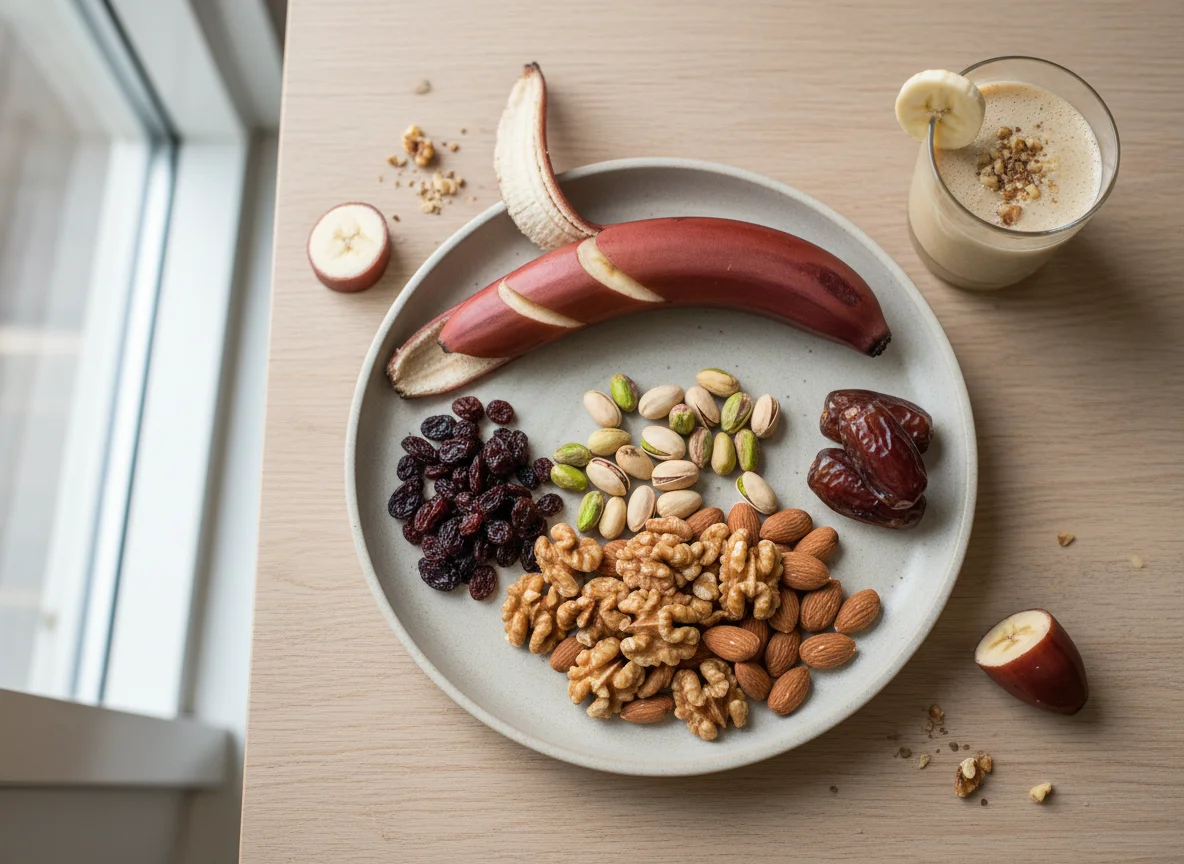 Dry Fruits and Banana Smoothie Ingredients photo