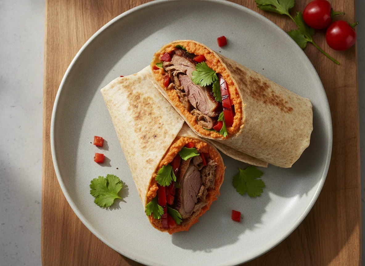 Duck and Pepper Hummus Wrap photo